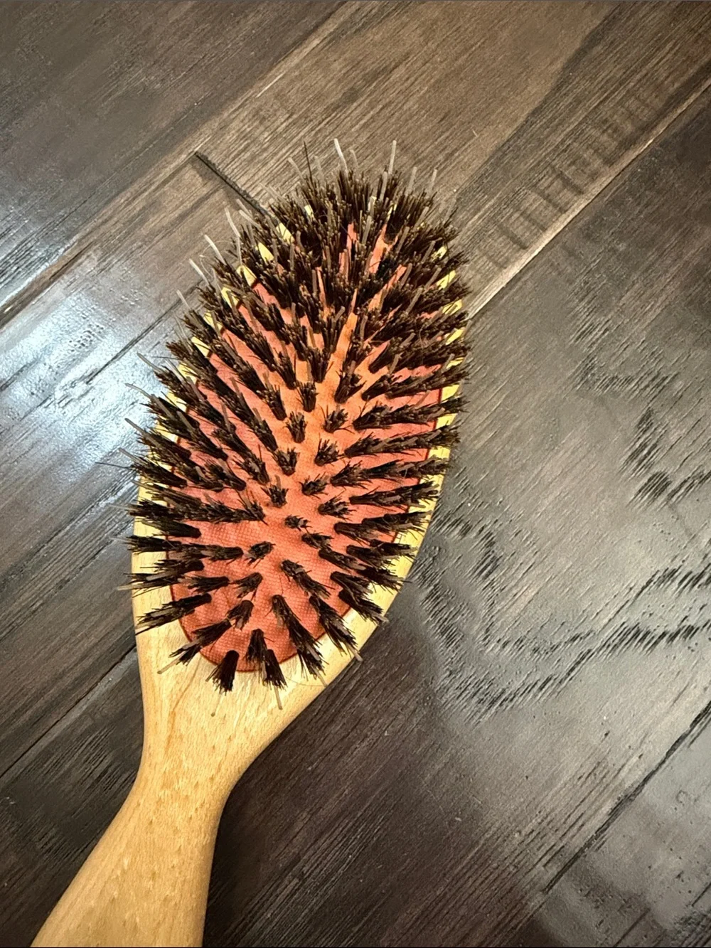 Natural Wood Boar Bristle Hair Brush – Red Cushion